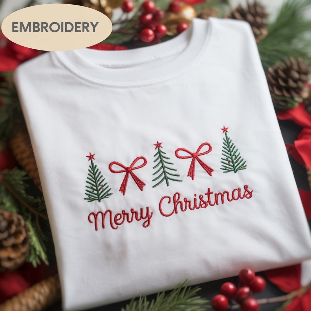 Merry Christmas Embroidered Sweatshirt, Merry Christmas Family Shirt, Cute Christmas Sweatshirt, Holiday Sweater, Merry Christmas Gift Shirt