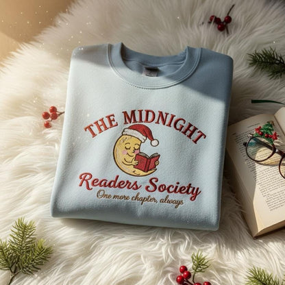 Embroidered Late Night Readers Club Sweatshirt | Reading Lover Crewneck | Cozy Book Club Gift