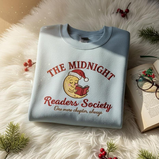 Embroidered Late Night Readers Club Sweatshirt | Reading Lover Crewneck | Cozy Book Club Gift