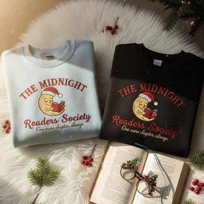 Embroidered Late Night Readers Club Sweatshirt | Reading Lover Crewneck | Cozy Book Club Gift