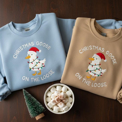 Embroidered Silly Goose Christmas Sweatshirt | Cute Holiday Sweater | Funny Goose Lover Xmas Gift