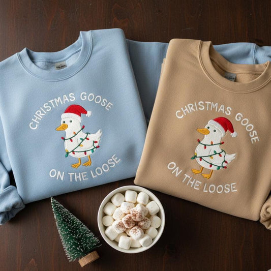 Embroidered Silly Goose Christmas Sweatshirt | Cute Holiday Sweater | Funny Goose Lover Xmas Gift