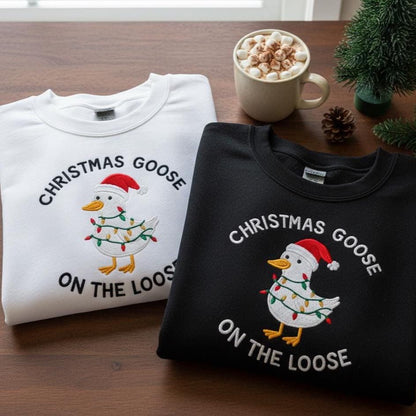Embroidered Silly Goose Christmas Sweatshirt | Cute Holiday Sweater | Funny Goose Lover Xmas Gift