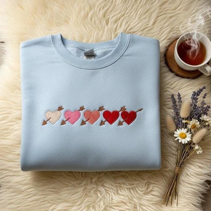 Embroidered Valentine Heart Sweatshirt | Cute Valentine Crewneck | Vintage Valentine Sweater | Romantic Pullover Gift