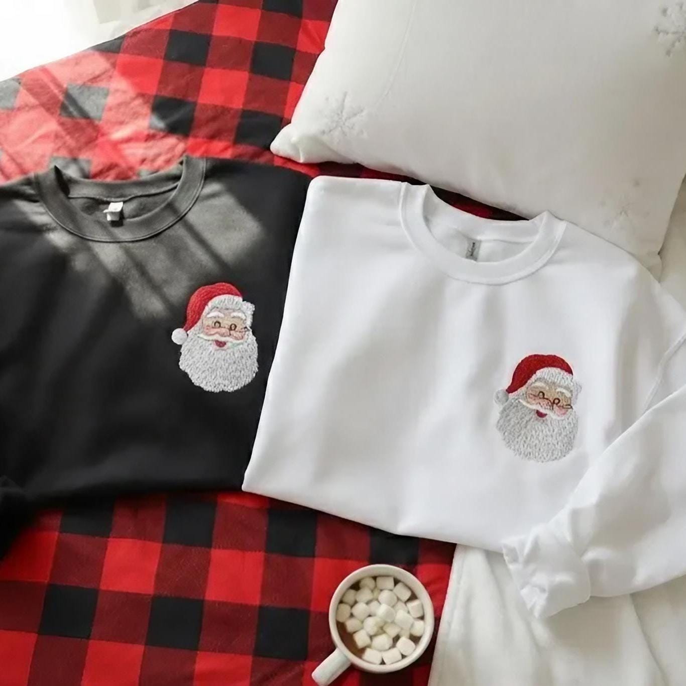 Embroidered Vintage Santa Claus Christmas Sweatshirt | Santa Crewneck | Embroidered Xmas Sweater | Custom Holiday Gift