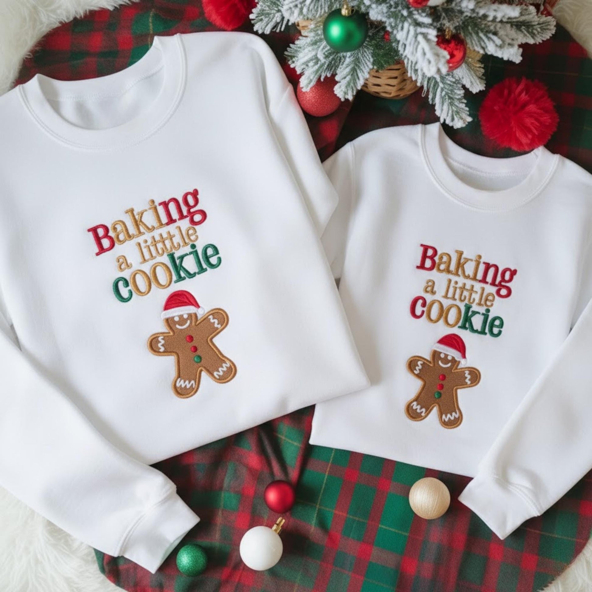 Christmas Pregnancy Announcement Embroidered Sweatshirt, Baking A little Cookie Sweatshirt, Funny Baby Reveal, Maternity Christmas Shirt