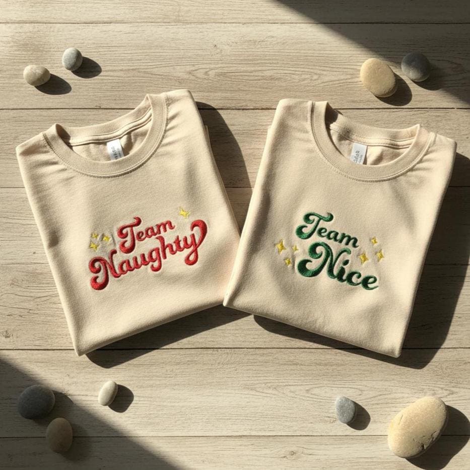 Custom Christmas Embroidered Couple Sweatshirt, Heart and Puzzle Piece Embroidery Sweater, Matching Holiday Gift for Lovers