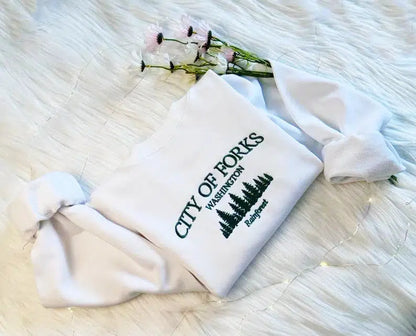 City of Forks Embroidered Style Washington Rainforest Sweatshirt