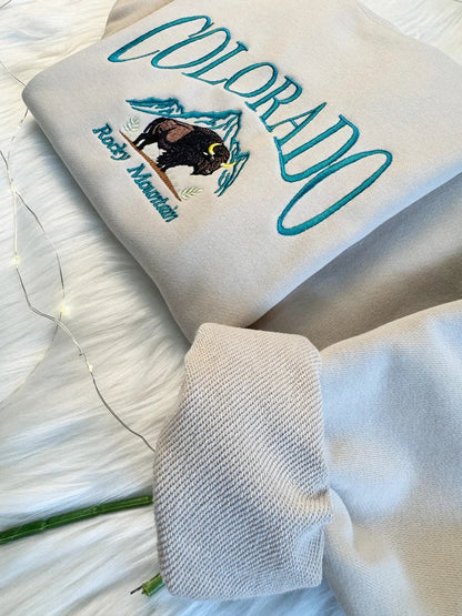 Embroidered Rocky Mountain Colorado Sweatshirt
