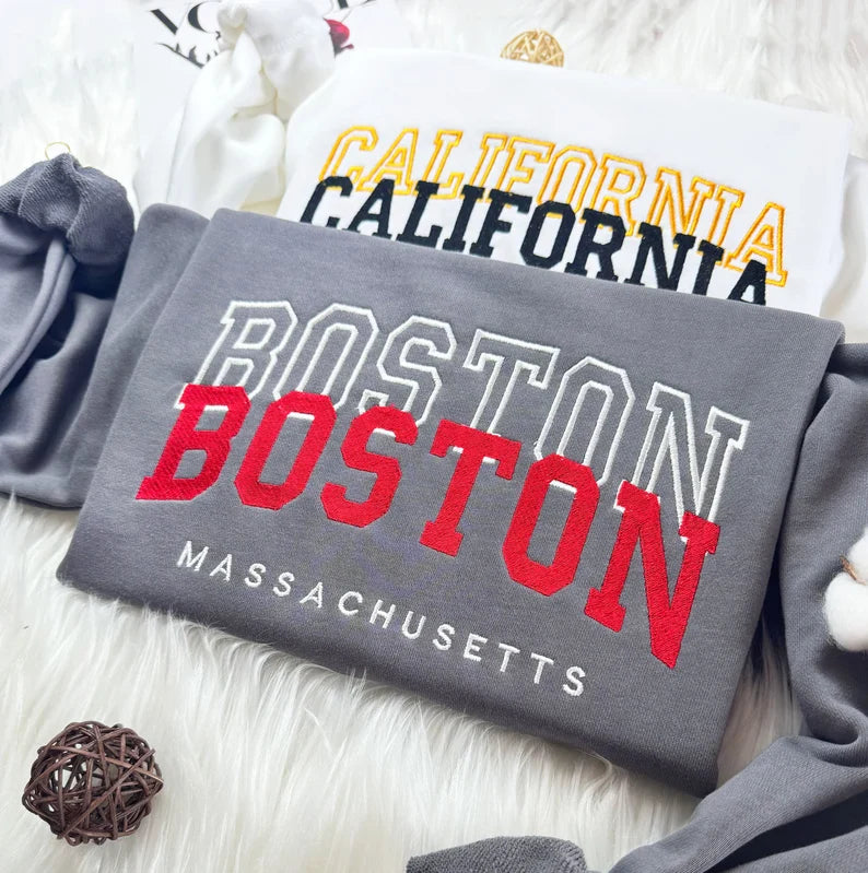 Custom Embroidered Crewneck California Sweatshirt for Different States