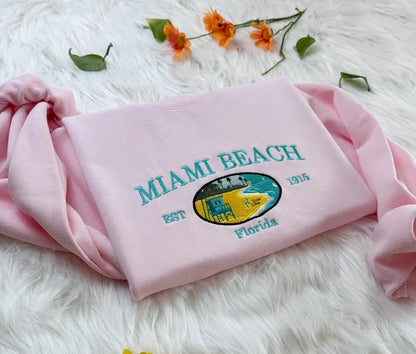 Embroidered Miami Beach Sweatshirt
