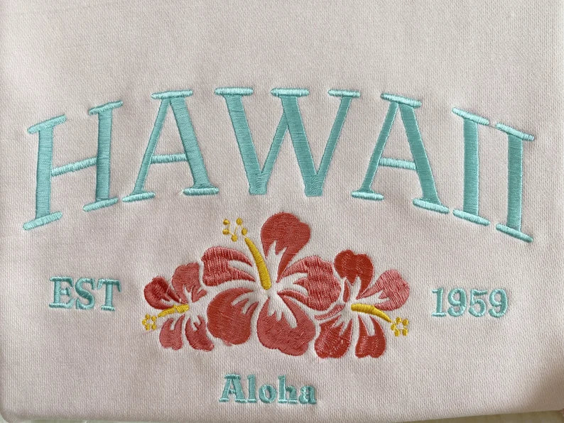 Embroidered Aloha State Hawaii Sweatshirt