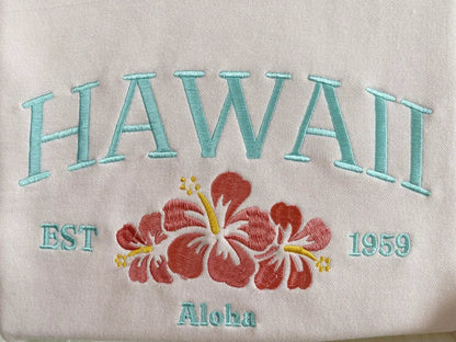 Embroidered Aloha State Hawaii Sweatshirt