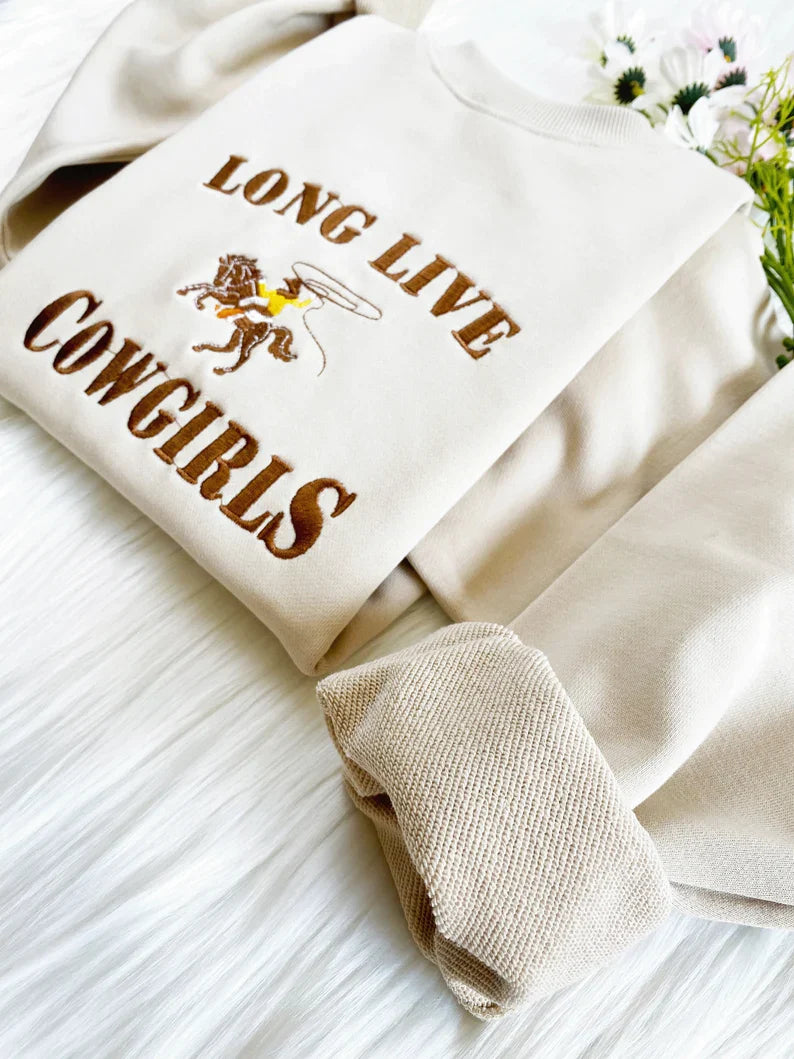 Embroidered Long Live Cowgirls Sweatshirt