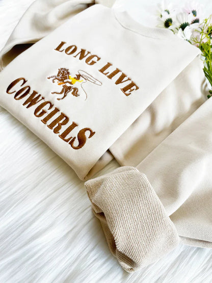 Embroidered Long Live Cowgirls Sweatshirt