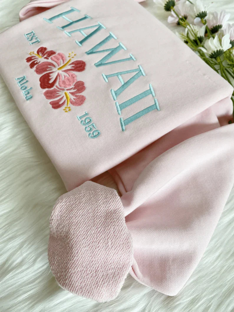 Embroidered Aloha State Hawaii Sweatshirt