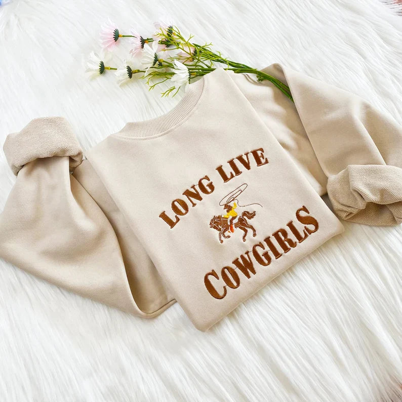 Embroidered Long Live Cowgirls Sweatshirt
