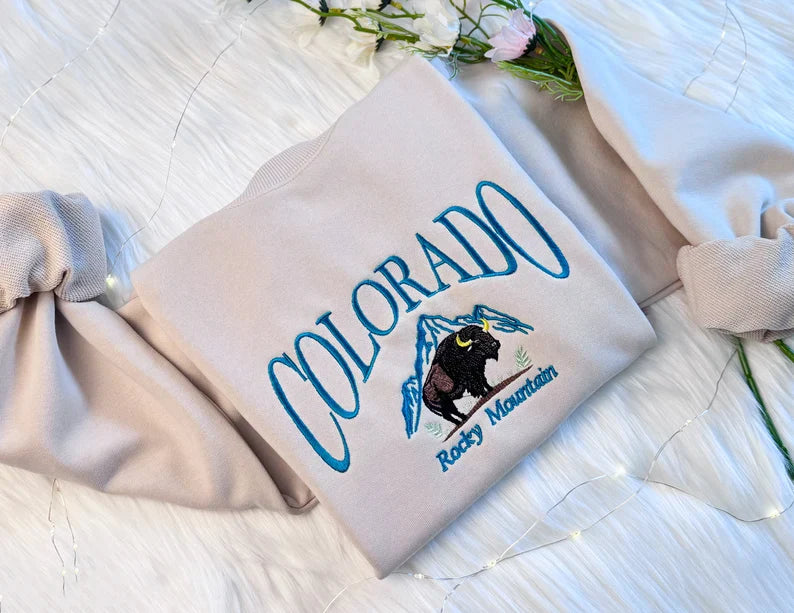 Embroidered Rocky Mountain Colorado Sweatshirt