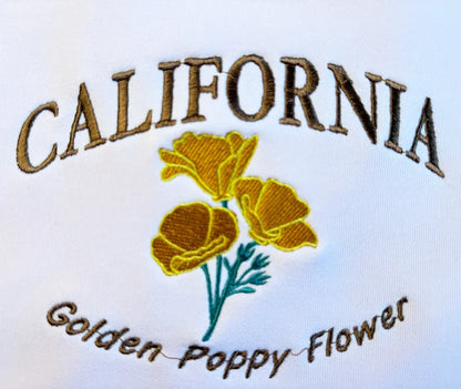 Embroidered Golden Poppy Flower California Sweatshirt