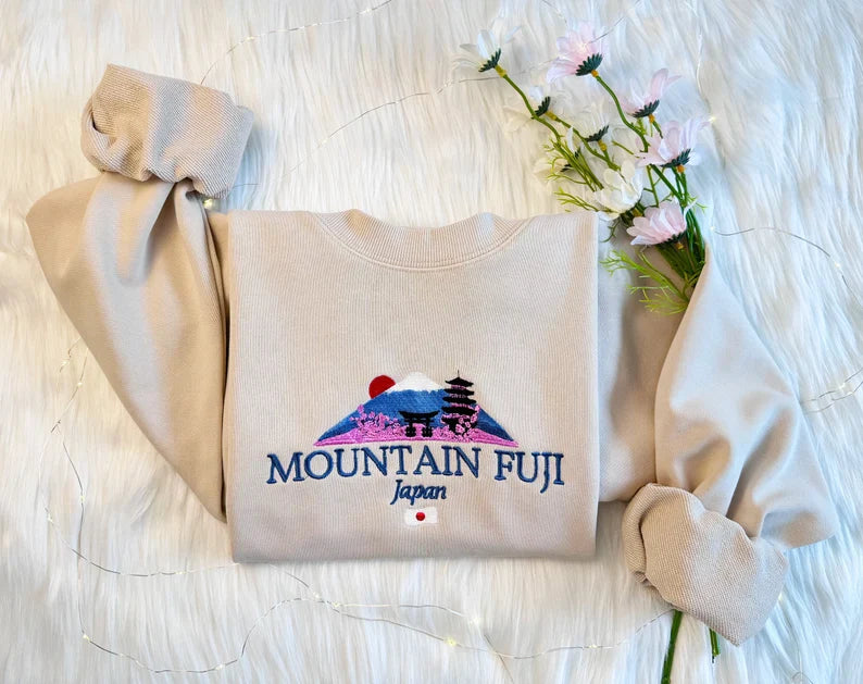 Japan Fuji Mountain Embroidered Sweatshirt
