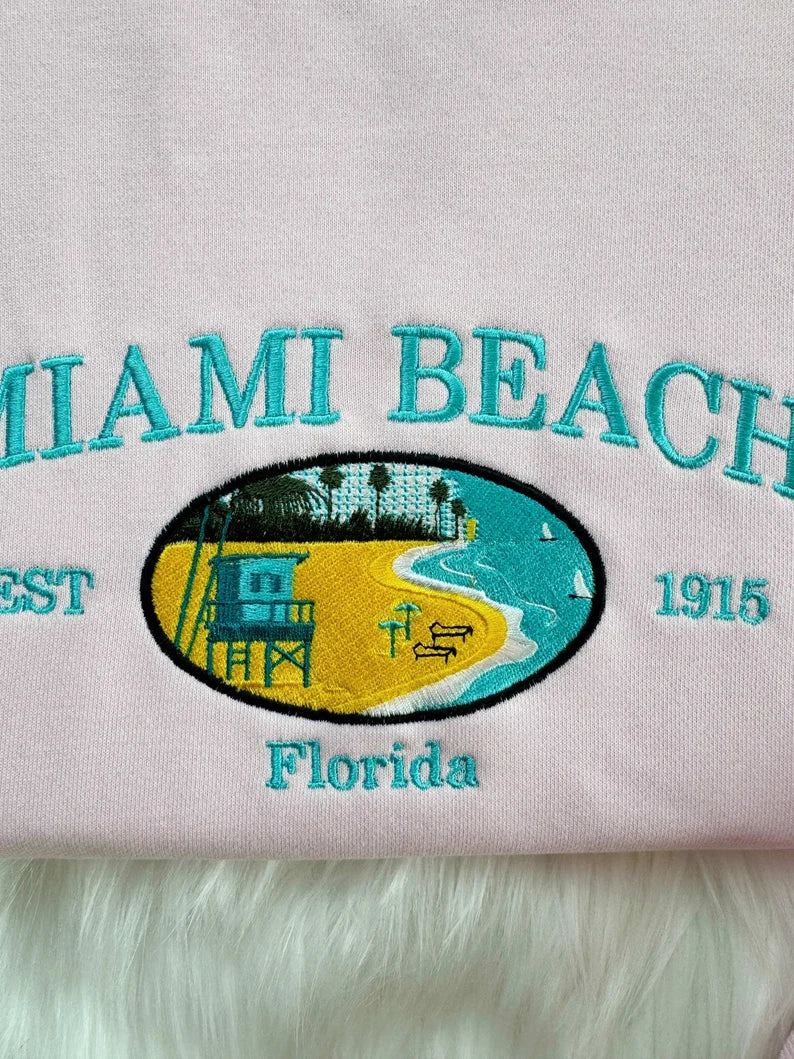 Embroidered Miami Beach Sweatshirt