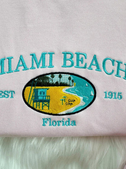 Embroidered Miami Beach Sweatshirt