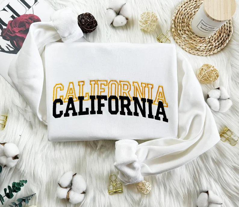 Custom Embroidered Crewneck California Sweatshirt for Different States